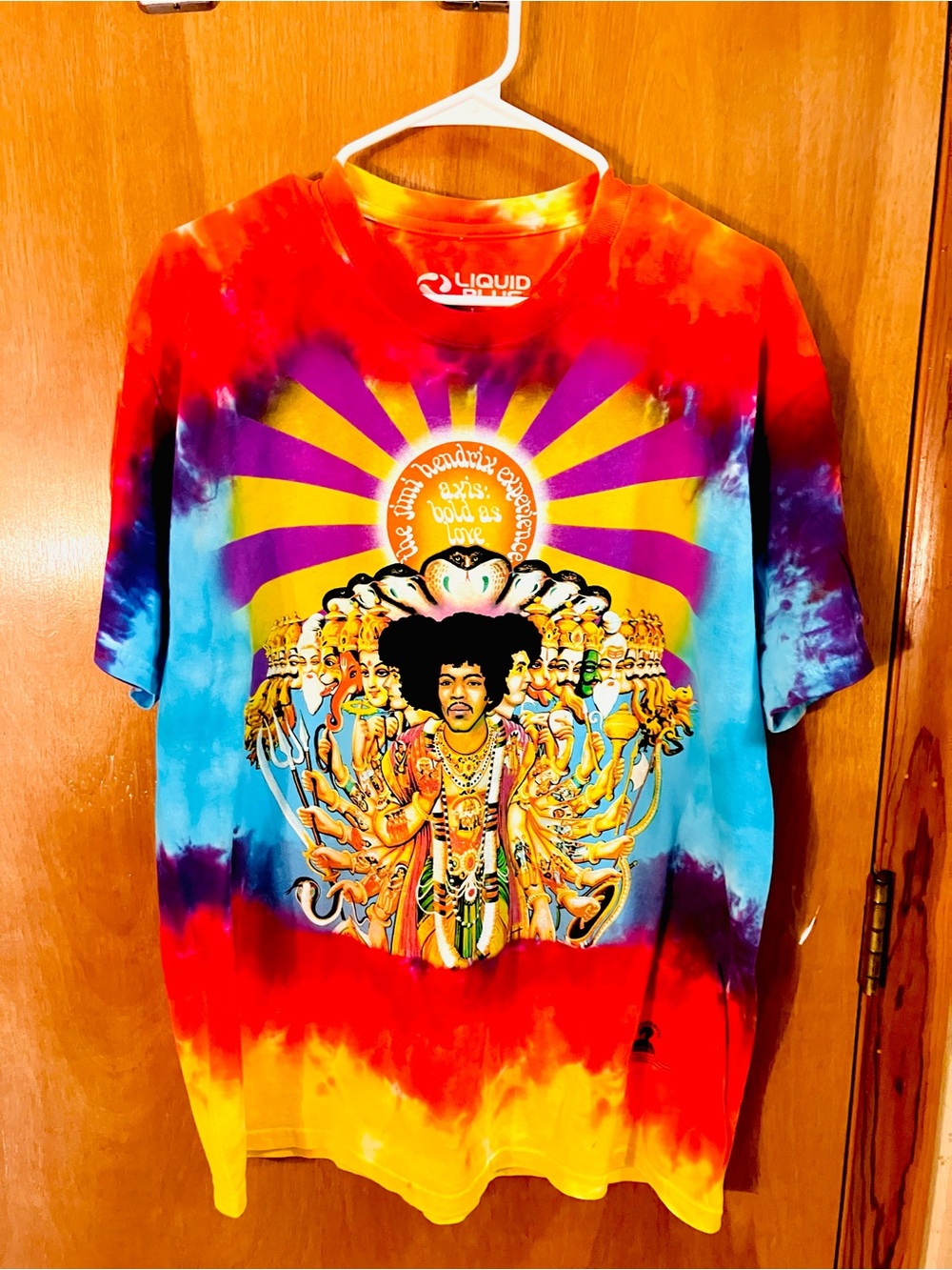 Liquid Blue Jimi Hendrix Experience Men’s L Tie-Dye Cotton T-Shirt Modern